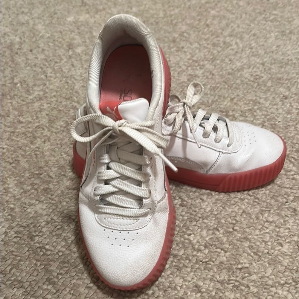 Puma White and Pink Sneakers with Classic Design